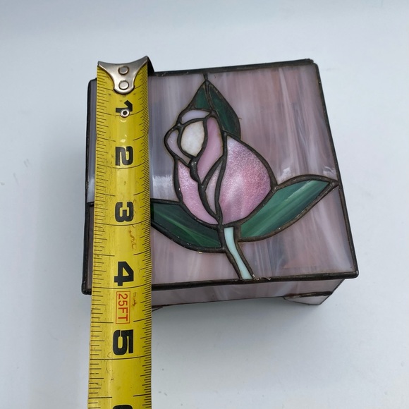 Jewelry Tiffany Style Keepsake Music Box Flowers Floral Stained Glass